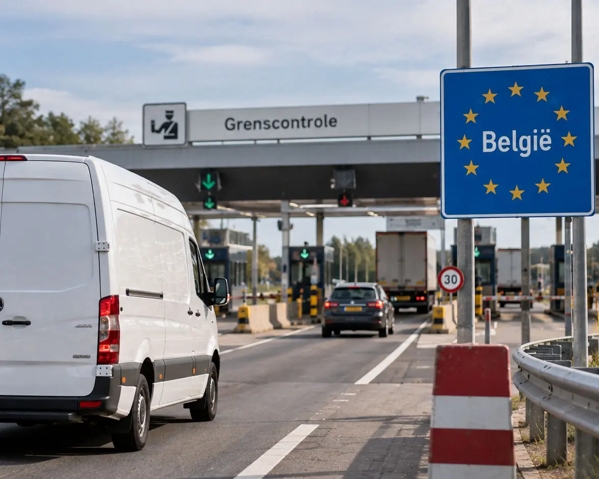 Internationale koerier rijdt rechtstreeks over de grens naar de bestemming
