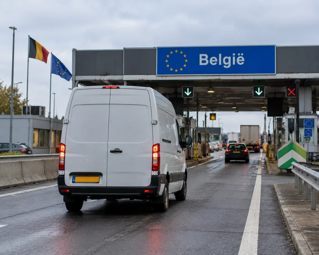 Koerier naar Belgie rijdt rechtstreeks naar de bestemming