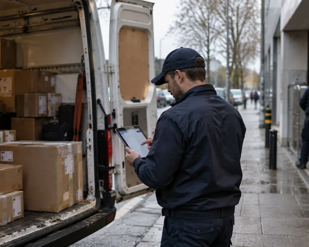 Koerier plant een distributierit met vaste momenten en rapportage