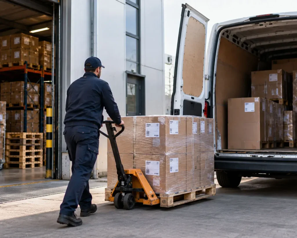 Vaste distributierit tussen magazijn en vestiging