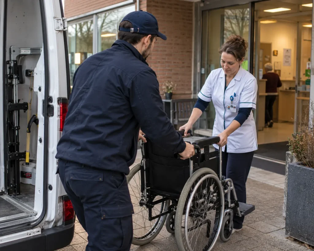 Koerier bezorgt medische apparatuur en hulpmiddelen veilig